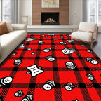 Red Black Plaid Grinning Figures Rug