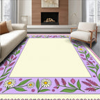 Lavender Floral Daisy Border Rug