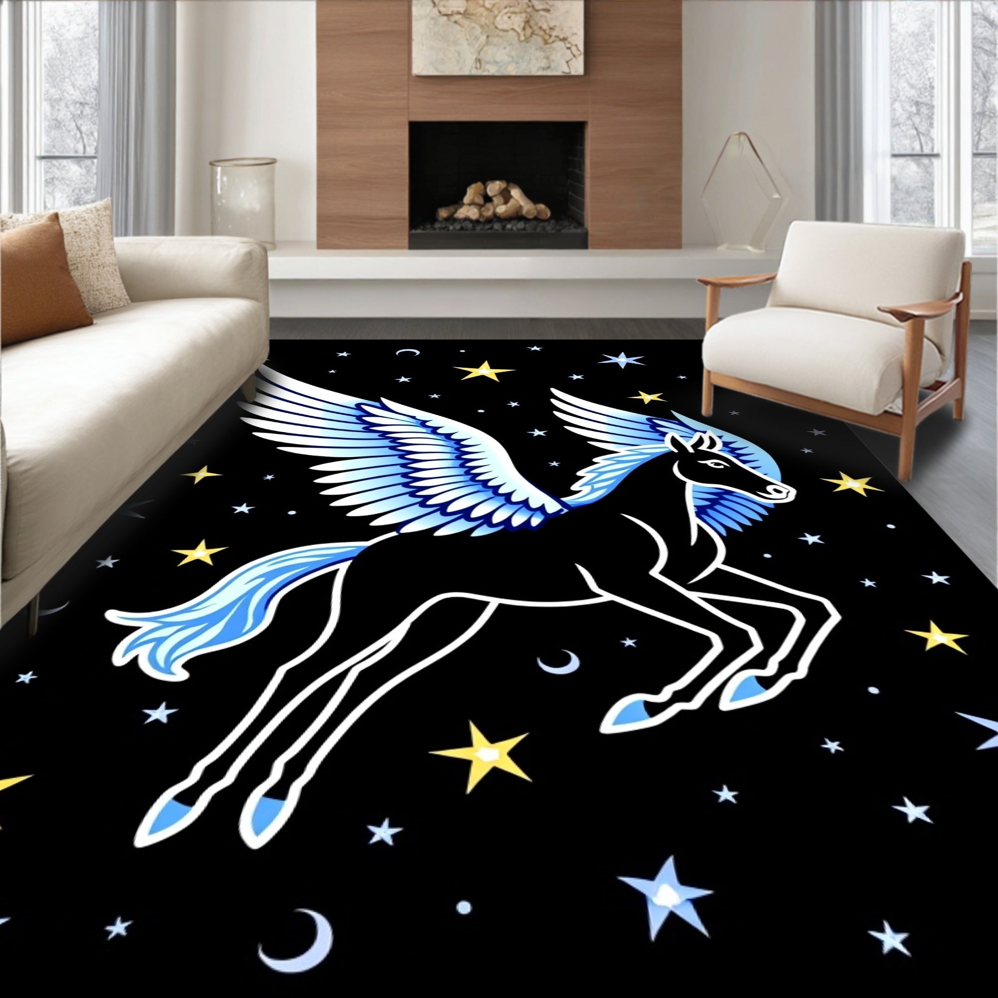 Midnight Pegasus Starry Night Rug