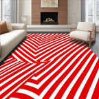 Crimson White Optical Illusion Stripes Rug