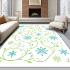 Serene Teal Green Floral Vine Rug