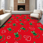 Crimson Green Whimsical Cat Snake Rug
