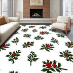 Verdant Green Red Berry Sprig Rug