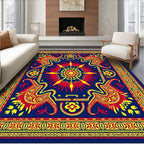 Bold Red Yellow Elephant Medallion Rug