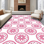 Bright Pink Floral Medallion Collage Rug