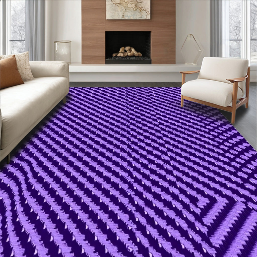 Deep Violet Chevron Textured Rug
