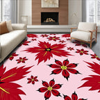 Crimson Floral Medallion Scatter Rug