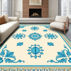 Aqua Bloom Medallion Cream Rug