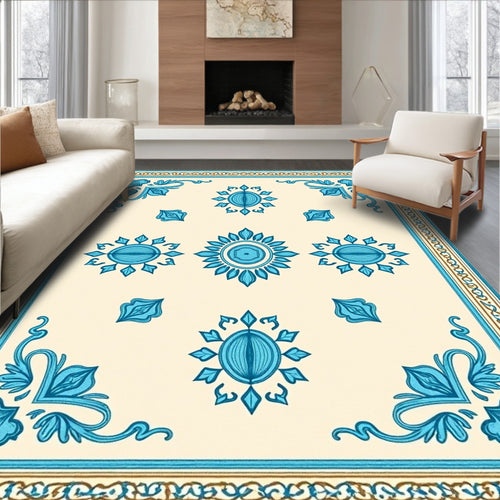 Aqua Bloom Medallion Cream Rug