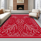 Crimson White Root Mandala Accents Rug