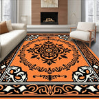 Orange Black White Quatrefoil Rug