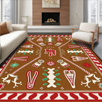 Brown Gingerbread Christmas Folk Art Rug