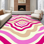 Retro Pink Beige Wavy Stripes Rug