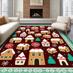 Whimsical Gingerbread Village Christmas Rug
