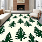 Dark Green Christmas Trees Repeating Design Rug