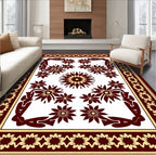 Ornate Crimson Bloom Center Rug