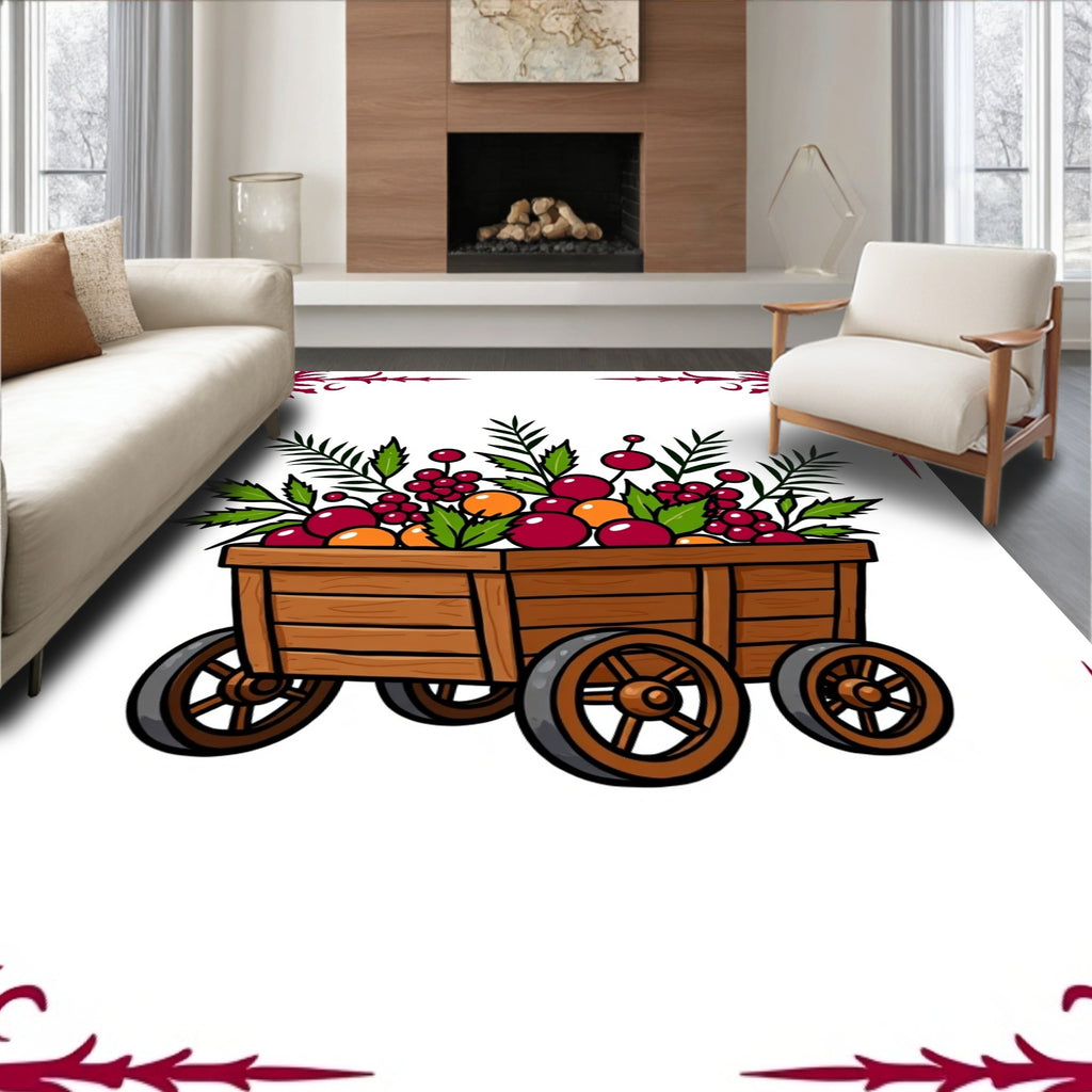 Rustic Orchard Cart Fruit Garland Rug
