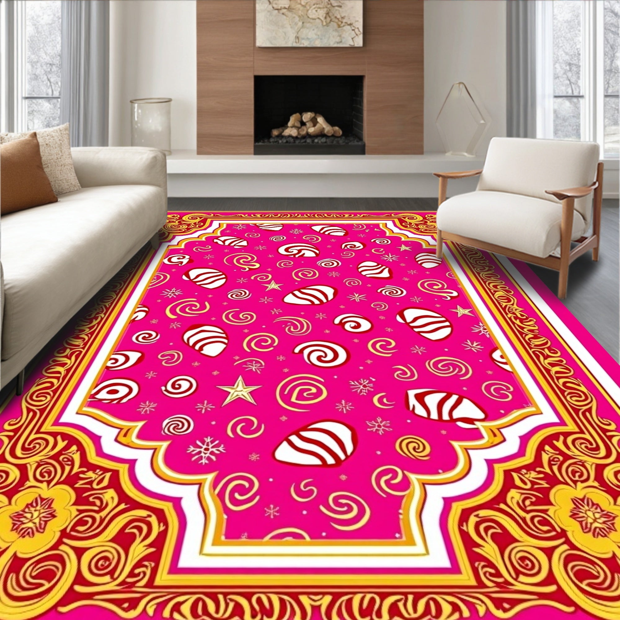Hot Pink Candy Swirl Star Rug
