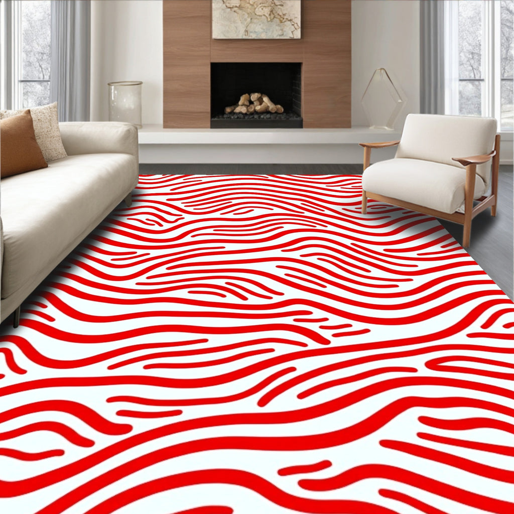Crimson Wave Organic Lines Rug