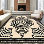 Tribal Sun Medallion Black Cream Rug