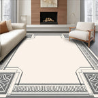 Gray Ivory Art Deco Floral Corner Rug