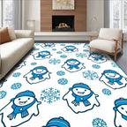 Charming Blue Snowman Snowflake Medley Rug