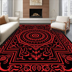 Crimson Medieval Mandala Frame Rug