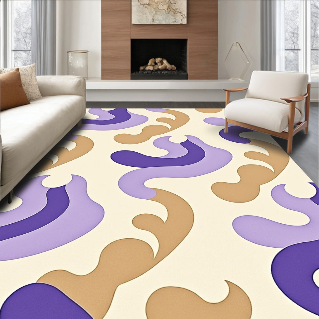 Whimsical Purple Brown Swirls Rug