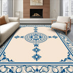 Navy Blue Central Medallion Tile Art Rug