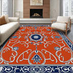 Terracotta Ornate Floral Medallion Rug