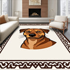 Brown Dog Portrait Ornate Frame Rug