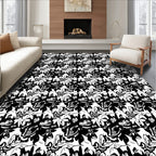 Bold Black Abstract Floral Repeat Rug