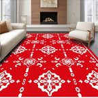 Crimson Ornamental Tile Mandala Rug