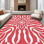 Coral White Organic Floral Burst Rug