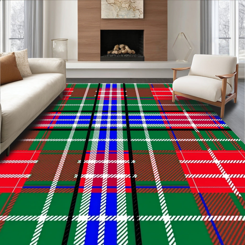 Green Red Blue Tartan Checkered Rug