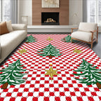 Festive Green Tree Gold Star Overlay Rug