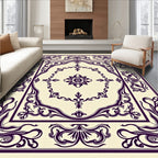 Elegant Plum Floral Square Medallion Rug