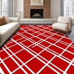 Bold Red Intersecting Lines Rug