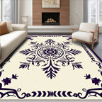 Deep Plum Floral Medallion Border Rug