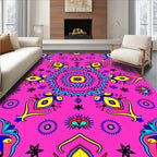 Vibrant Pink Psychedelic Floral Medallion Rug