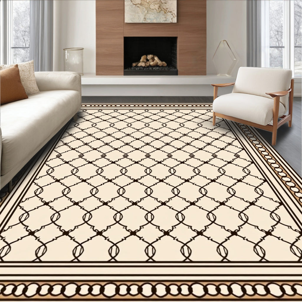 Neutral Chain Link Border Rug