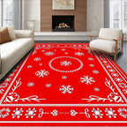 Winter Snowflake Snowfall Medallion Scarlet Rug