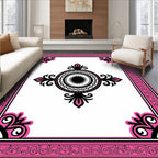 Bold Pink Black Medallion Border Rug
