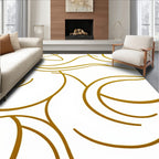 Golden Swirl Abstract Curvy Lines Rug