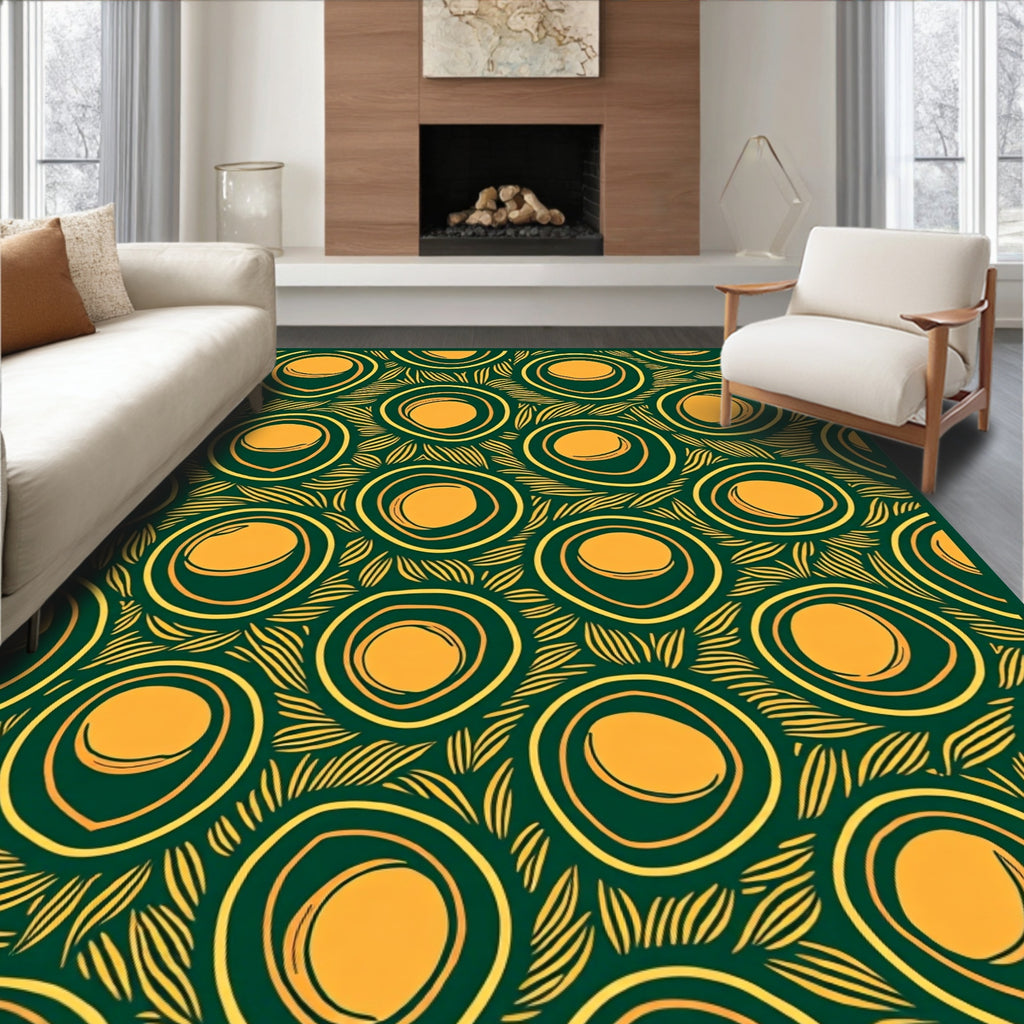 Emerald Golden Eye Feather Medallion Rug