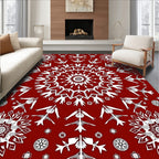 Crimson mandala snowflake graphic Rug