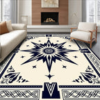 Navy Starburst Compass Graphic Rug