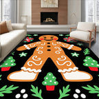 Cheerful Gingerbread Man Christmas Trees Rug