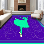 Turquoise Ballerina Graceful Purple Scrolls Rug