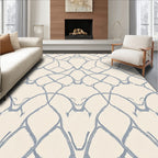 Cream Blue Organic Lattice Rug